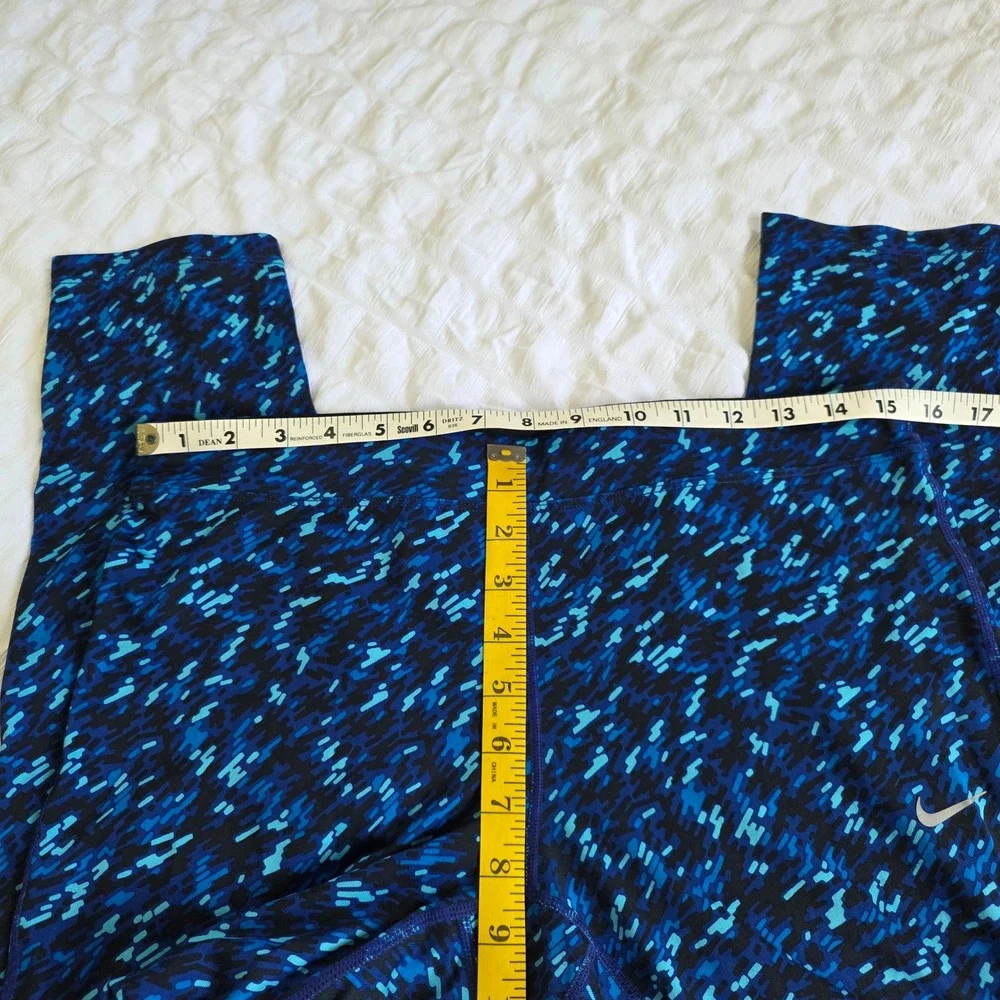 Nike Dri-FIT Womens Blue Digital Pixel Camo Running Leggings Size Large Cropped